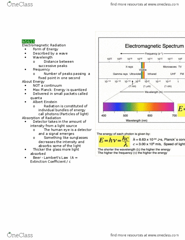 CHEM 1003 Lecture Notes - Lecture 2: Smog, Nitrogen Dioxide, Photon thumbnail