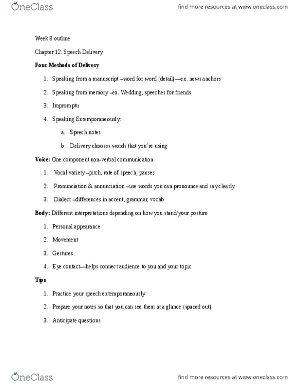 CMJ 103 Lecture Notes - Lecture 12: Nonverbal Communication, Notecards thumbnail