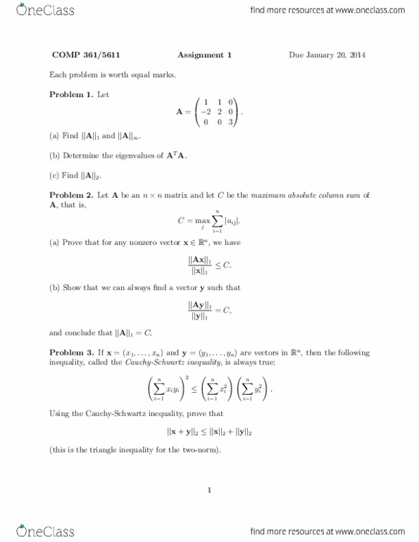 COMP 361 Lecture Notes - Lecture 1: Gaussian Elimination thumbnail
