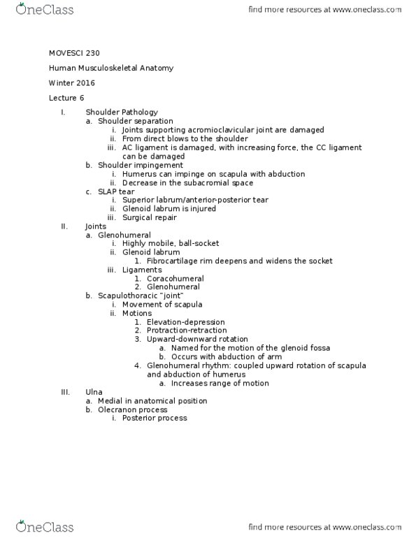 MOVESCI 230 Lecture Notes - Lecture 6: Extensor Pollicis Longus Muscle, Abductor Pollicis Longus Muscle, Ulnar Styloid Process thumbnail