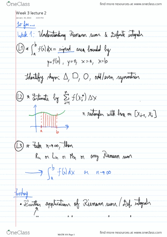 MATH 101 Lecture 8: Further applications of Riemann sums thumbnail