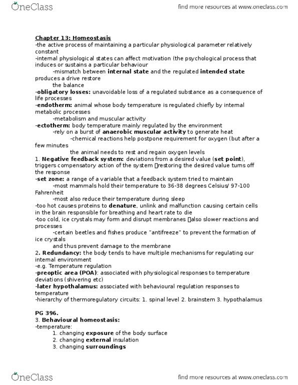 PSYC 280 Chapter Notes - Chapter 13, 14: Basal Metabolic Rate, Leptin Receptor, Paraventricular Nucleus Of Hypothalamus thumbnail