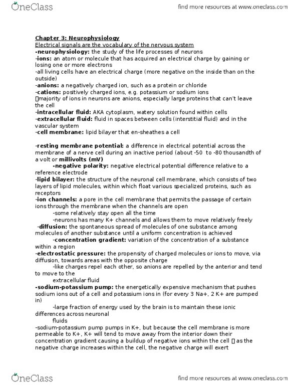 PSYC 280 Chapter Notes - Chapter 3: Inhibitory Postsynaptic Potential, Axon Hillock, Excitatory Synapse thumbnail