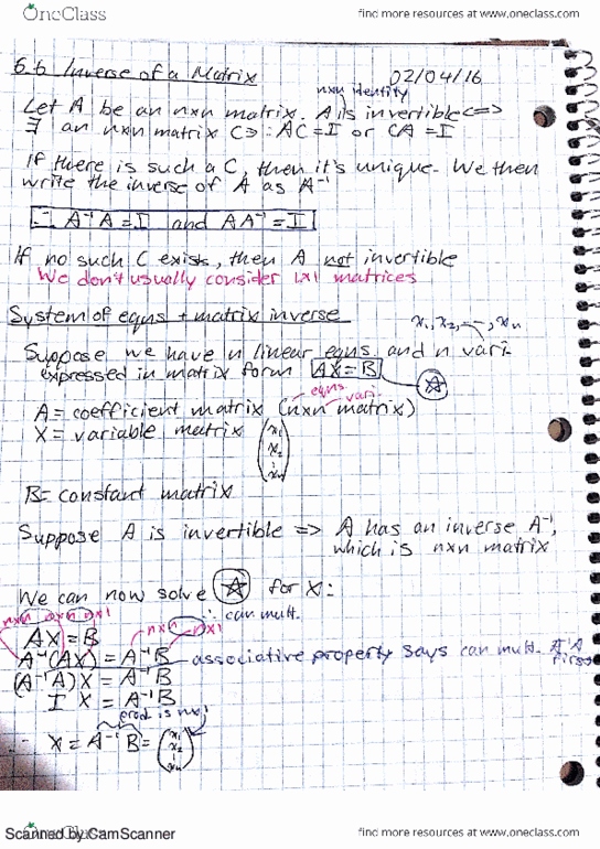 MATA33H3 Lecture Notes - Lecture 9: Invertible Matrix thumbnail