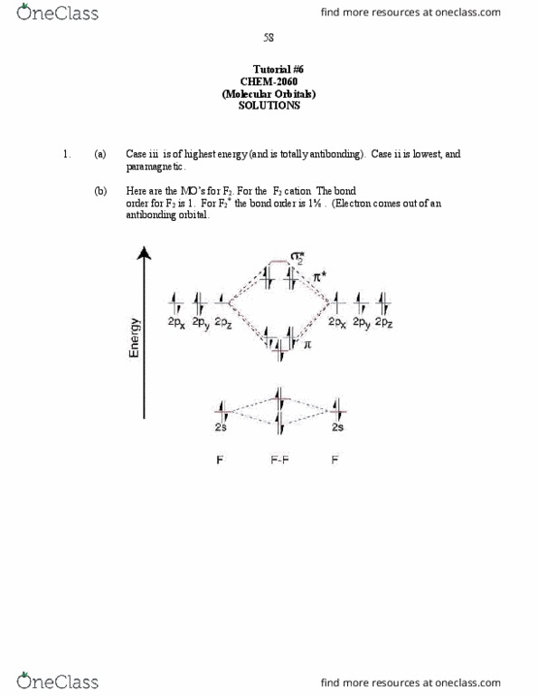 CHEM 2060 Lecture Notes - Lecture 6: Antibonding Molecular Orbital, Bond Order, Paramagnetism thumbnail