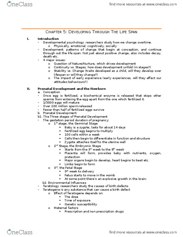 PSY 1102 Lecture Notes - Lecture 2: Jean Piaget, Parenting Styles, Prenatal Development thumbnail