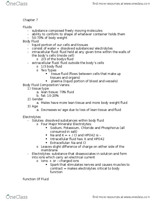 NFS 100 Lecture Notes - Lecture 7: High Fructose Corn Syrup, Fluid Compartments, Extracellular Fluid thumbnail