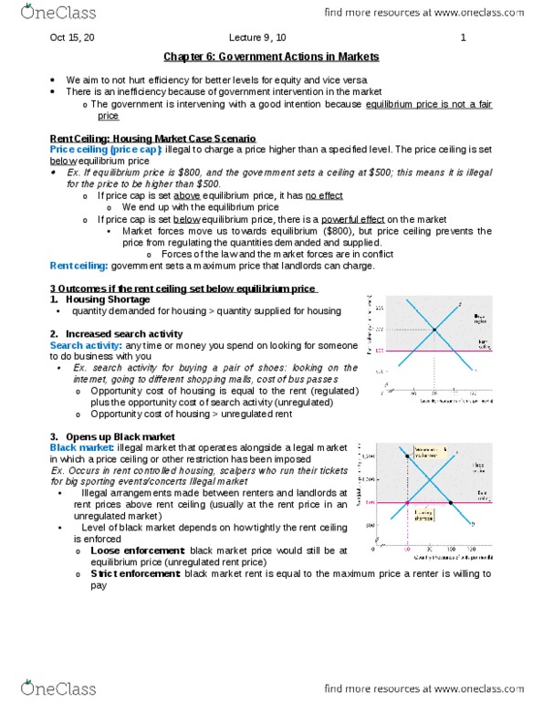 ECON101 Chapter Notes - Chapter 6: Price Ceiling, Price Floor, Economic Equilibrium thumbnail