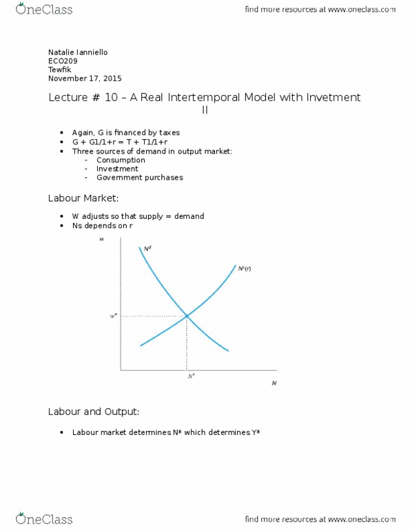 ECO209Y5 Lecture 10: Lecture #10 – A Real Intertemporal Model with Invetment II thumbnail