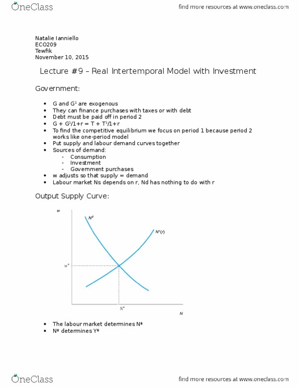 ECO209Y5 Lecture Notes - Lecture 9: Demand Curve, Competitive Equilibrium thumbnail