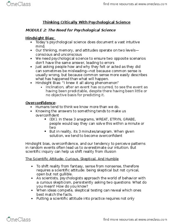 PSYC 1010 Lecture Notes - Lecture 1: Confounding, Standard Score, Psychological Science thumbnail