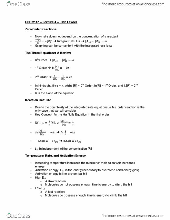 CHEM 112 Lecture Notes - Lecture 4: Activation Energy, Bond Energy thumbnail