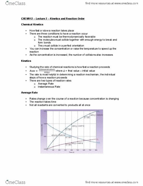CHEM 112 Lecture Notes - Lecture 2: Reaction Rate, Reaction Mechanism, Reagent thumbnail