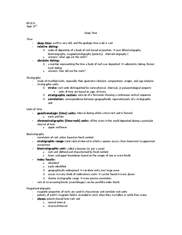 BIO211H5 Lecture Notes - Unconformity, Phanerozoic, Cenozoic thumbnail