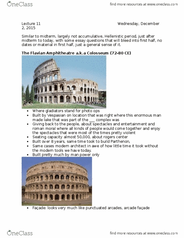 FAH207H1 Lecture Notes - Lecture 11: Mount Pentelicus, Roman Triumph, Ancient Roman Architecture thumbnail