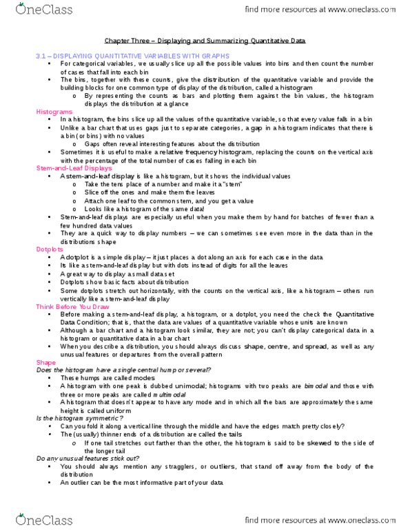 STA215H5 Chapter Notes - Chapter 3: Squared Deviations From The Mean, Bar Chart, Standard Deviation thumbnail