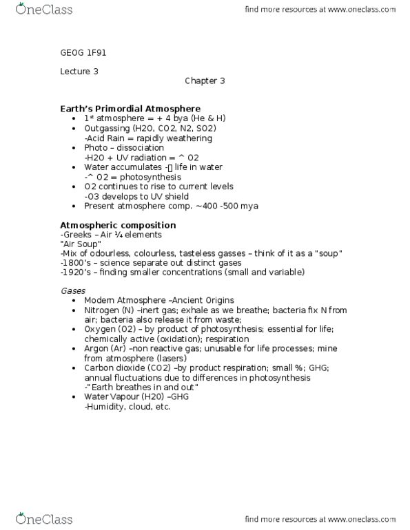 GEOG 1F91 Lecture Notes - Lecture 3: Argon, Inert Gas, Cloud Condensation Nuclei thumbnail