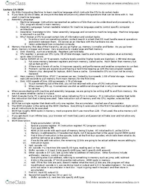 CS 2150 Lecture Notes - Lecture 13: Processor Register, Opcode, Instruction Register thumbnail