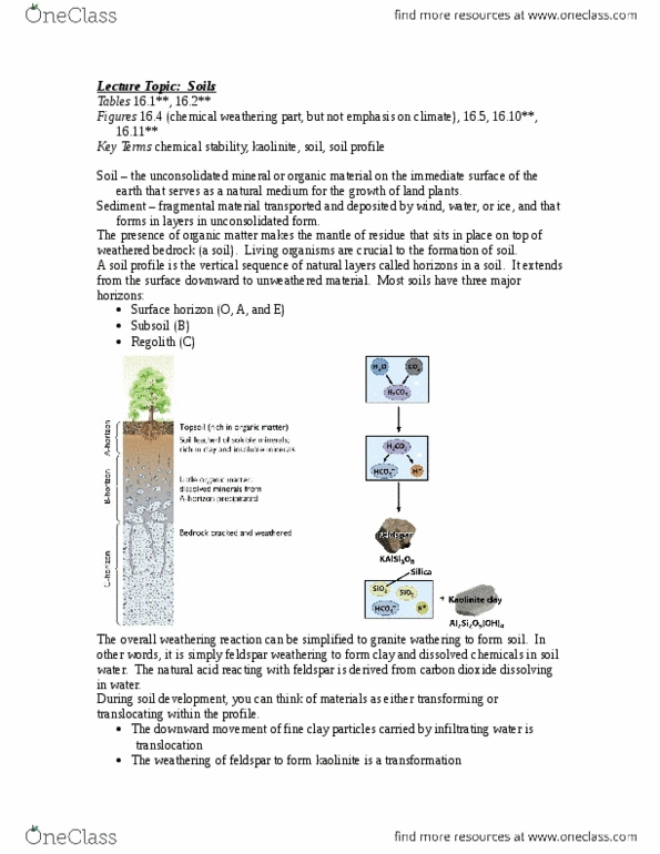 EVSC 2800 Lecture Notes - Lecture 11: Clay Minerals, Silicic Acid, Kaolinite thumbnail