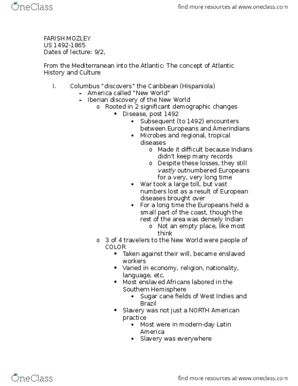 HIS 315K Lecture 1: US 1492-1865 DAY 1 thumbnail