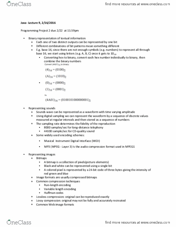 COMS W1004 Lecture Notes - Lecture 9: Joint Photographic Experts Group, Audio Coding Format, Gif thumbnail