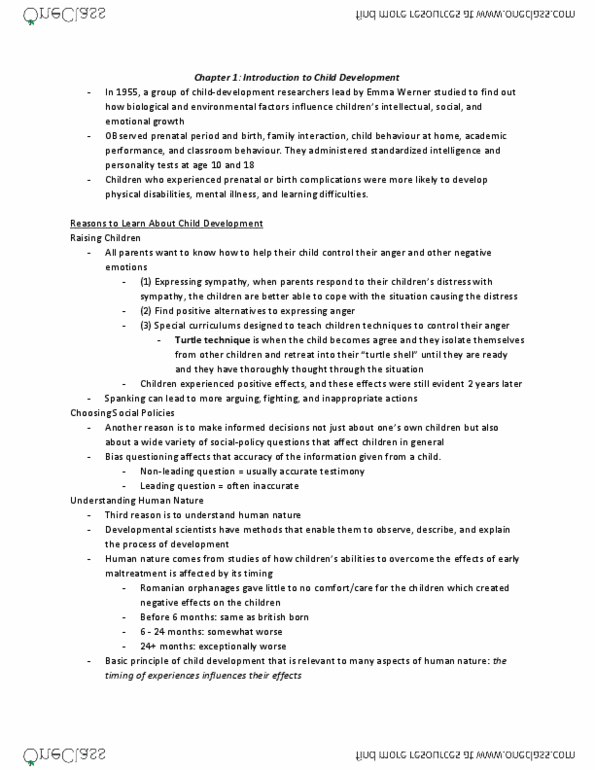 PSY 302 Chapter 1-3: PSY302 - Ch. 1-3 Textbook Notes thumbnail