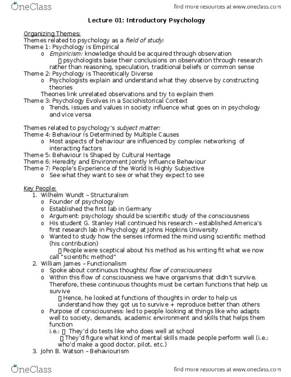 PSYC 1010 Lecture Notes - Lecture 1: Canadian Psychological Association, American Psychological Association, Brenda Milner thumbnail