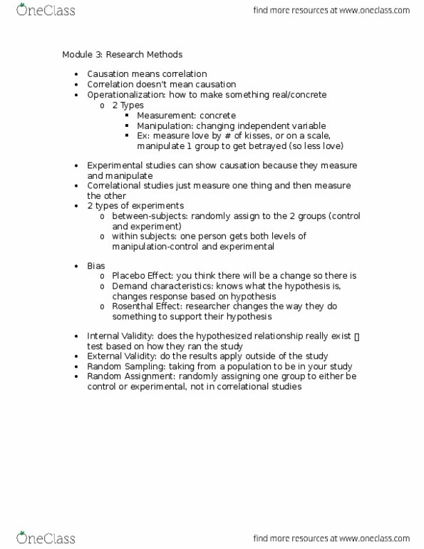 PSYC 100 Lecture Notes - Lecture 3: Operationalization, Pygmalion Effect, Demand Characteristics thumbnail