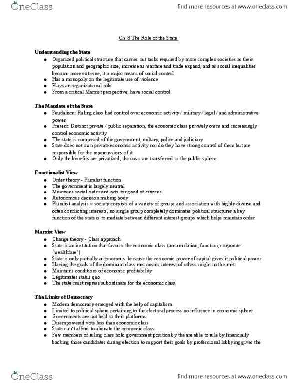 SOC 104 Lecture Notes - Lecture 7: Ruling Class, Capital Accumulation, Capitalism thumbnail