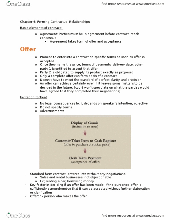 BUSI 3705U Chapter Notes - Chapter 6: Standard Form Contract, Rebuttable Presumption, Estoppel thumbnail