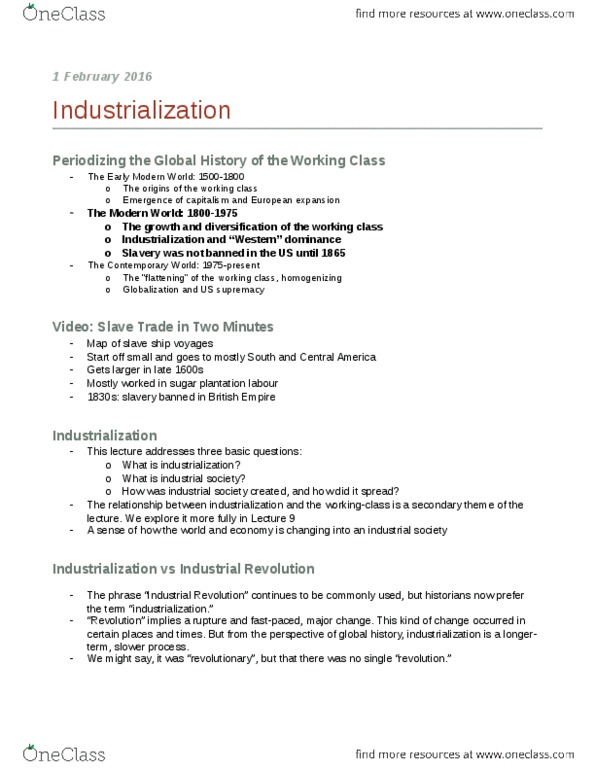 LABR 2P93 Lecture Notes - Lecture 4: Second Industrial Revolution, Industrial Revolution, Karl Benz thumbnail
