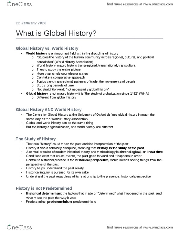 LABR 2P93 Lecture Notes - Lecture 1: World History Association, World History, World-Systems Theory thumbnail