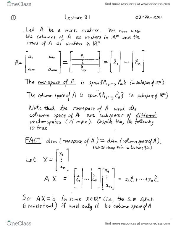 MATH 1B03 Lecture Notes - Lecture 31: Row And Column Spaces, Elementary Matrix thumbnail
