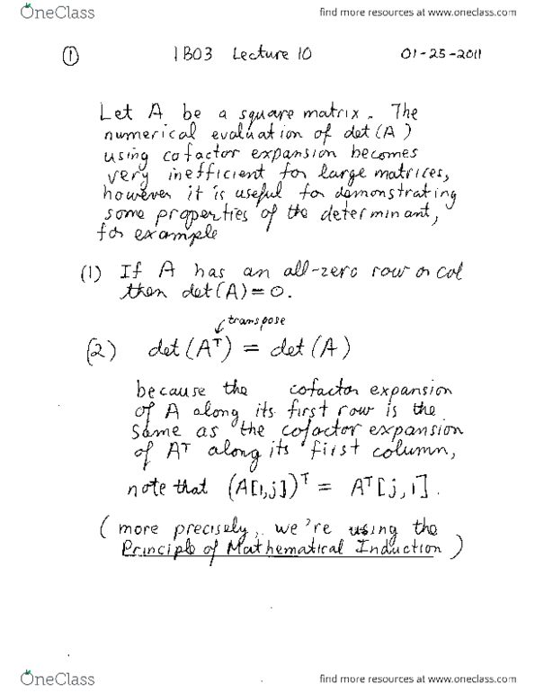 MATH 1B03 Lecture Notes - Lecture 10: Laplace Expansion thumbnail