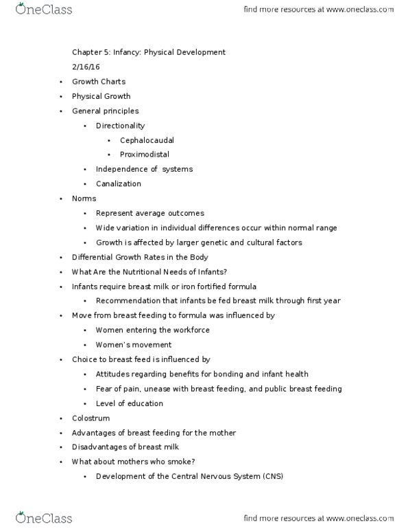 PSY 223 Lecture Notes - Lecture 7: Central Nervous System, Command Center, Colostrum thumbnail