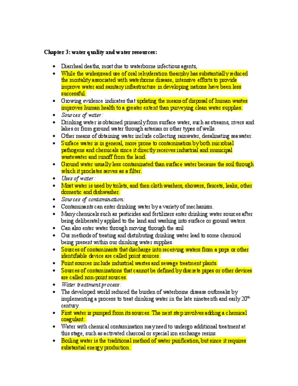 EESA10H3 Chapter Notes - Chapter 3: Waterborne Diseases, Sewage Treatment, Microorganism thumbnail