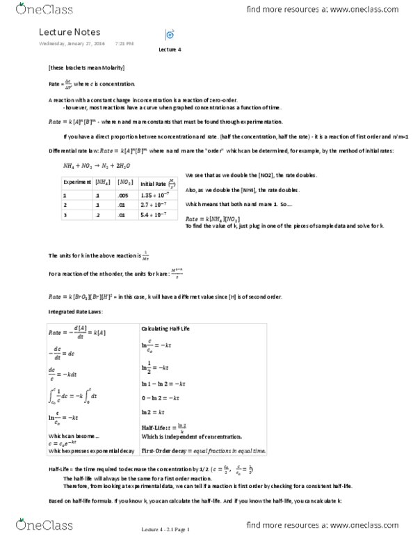 01:160:161 Lecture Notes - Lecture 4: Rate Equation, Ammonium, Molar Concentration thumbnail