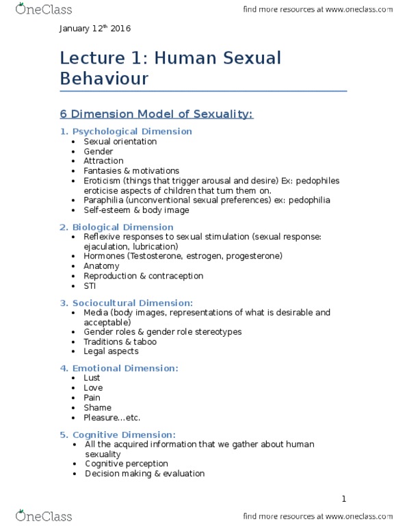 PSY 3122 Lecture Notes - Lecture 1: Human Sexual Activity, Oedipus Complex, Human Sexuality thumbnail
