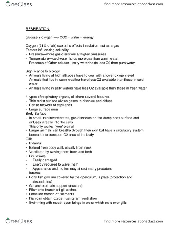 BISC208 Lecture Notes - Lecture 5: Essential Amino Acid, Intercostal Muscle, Lung Cancer thumbnail