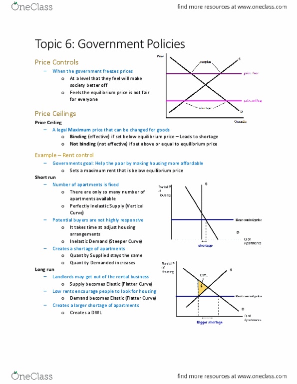 ECON 1B03 Lecture Notes - Lecture 6: Price Floor, Economic Equilibrium, Demand Curve thumbnail