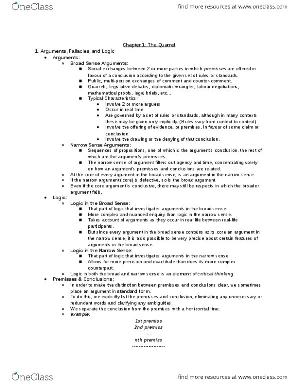 PHIL 120 Chapter Notes - Chapter 1: Logical Consequence, Fallacy thumbnail