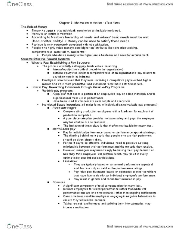 COMM 292 Chapter Notes - Chapter 5: Flexible Spending Account, Motivation, Performance Appraisal thumbnail