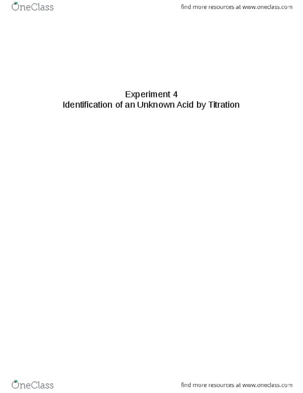 CHM110H5 Lecture Notes - Lecture 2: Burette, Titration, Sodium Hydroxide thumbnail