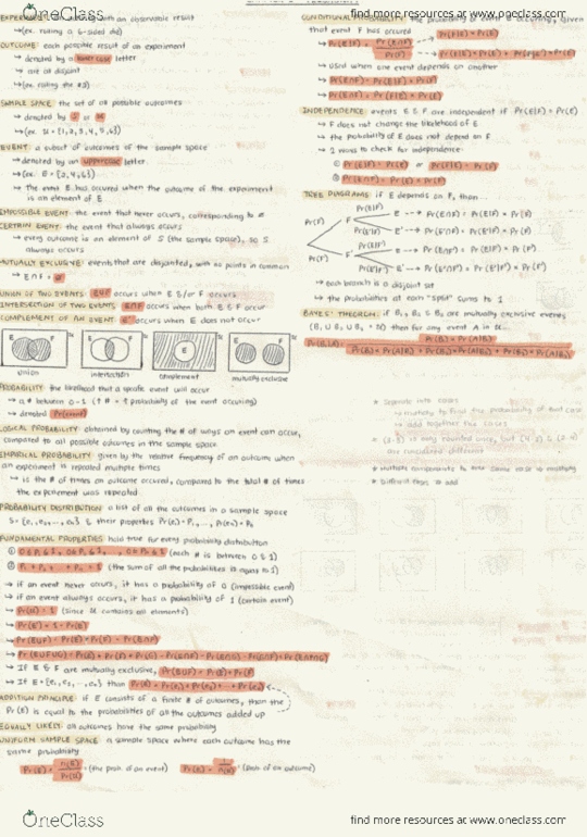 MATH 151 Chapter Notes - Chapter 2: Sample Space thumbnail