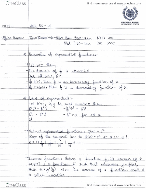 MATH 104 Lecture Notes - Lecture 1: Dhirubhai Ambani International School, Dhirubhai Ambani thumbnail