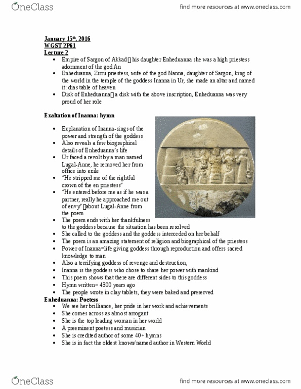 WGST 2P61 Lecture Notes - Lecture 2: Deir El-Bahari, Cleopatra Iii Of Egypt, Cleopatra thumbnail