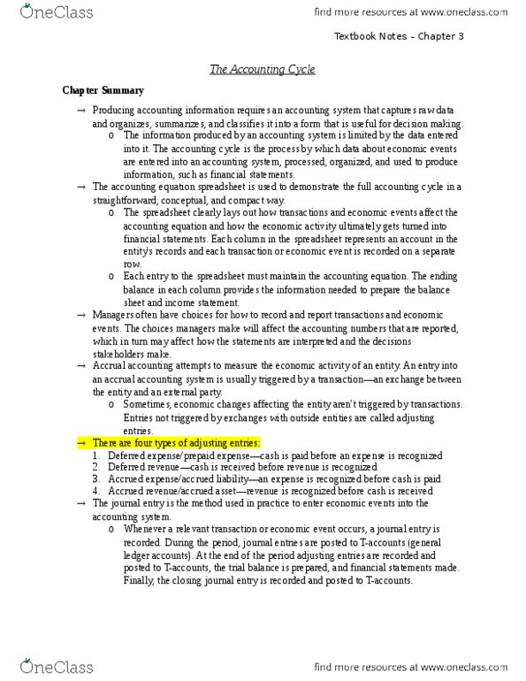 BUSI 2150U Chapter Notes - Chapter 3: Accrual, Accounting Information System, Accounting Equation thumbnail