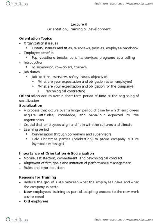 BUS 381 Lecture Notes - Lecture 6: Employee Benefits, Job Performance, Performance Measurement thumbnail
