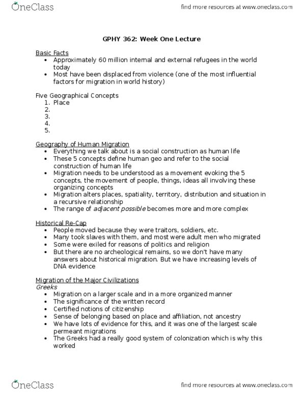 GPHY 365 Lecture Notes - Lecture 1: Silk Road, Boundaries Between The Continents Of Earth, A New England thumbnail