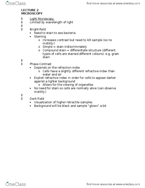 BIOMI 2900 Lecture Notes - Lecture 2: Scanning Electron Microscope, Gram Staining, Reynolds Number thumbnail